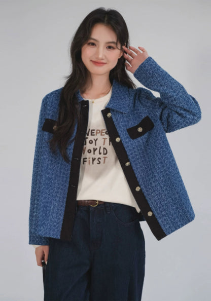 藍色小香風外套