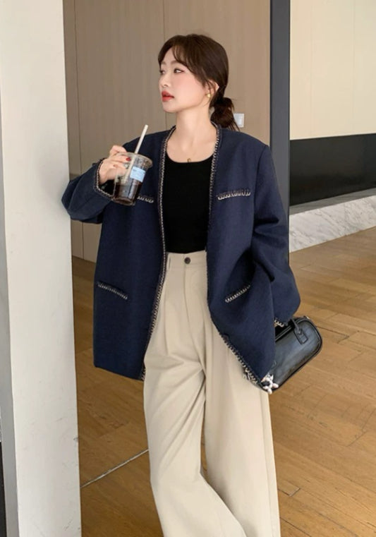 深藍小香風外套