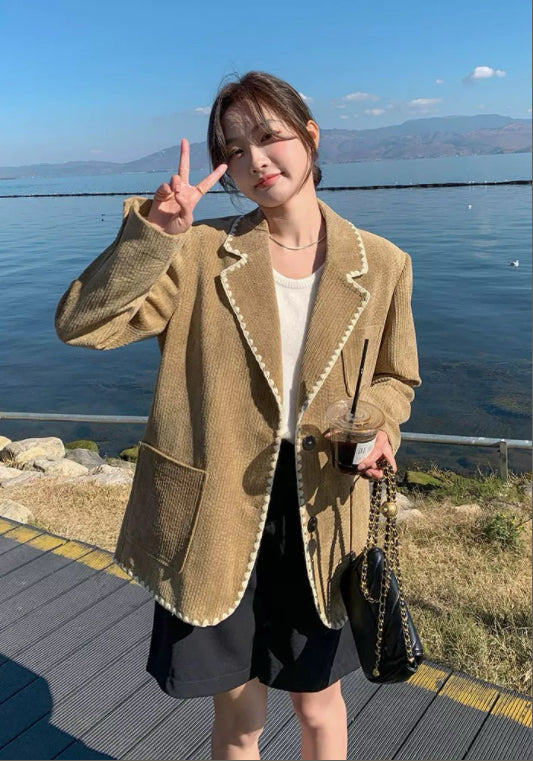 卡其燈芯絨西裝