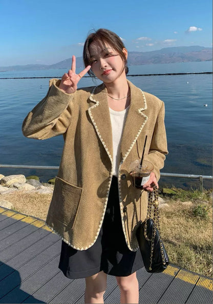 卡其燈芯絨西裝
