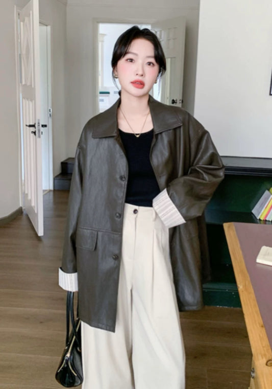 中長款皮衣外套