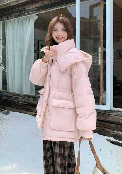 連帽收腰羽絨服