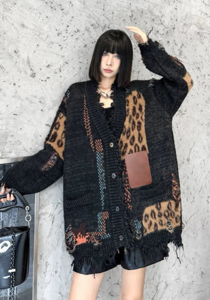 拼接設計毛衣開衫