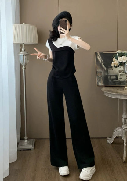 黑白撞色套裝