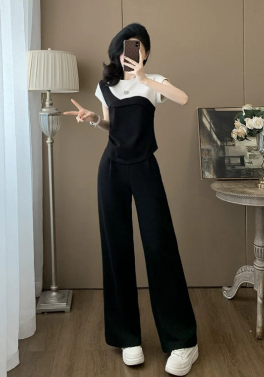 黑白撞色套裝