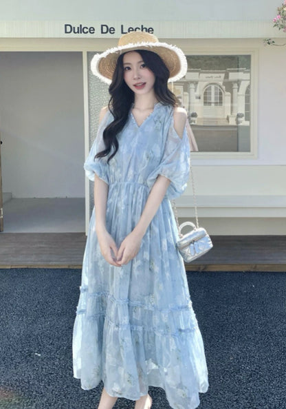 藍色碎花裙
