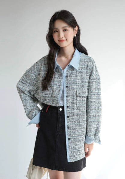藍色小香風外套