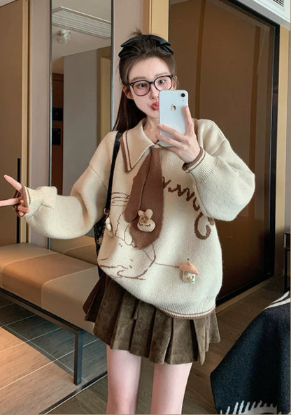Polo領兔子毛衣