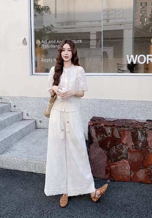 白色刺繡兩件套