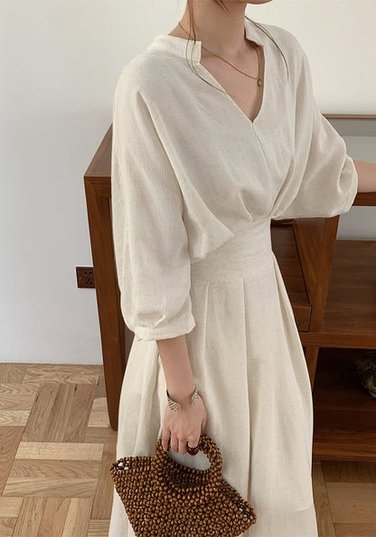 高級白色收腰裙