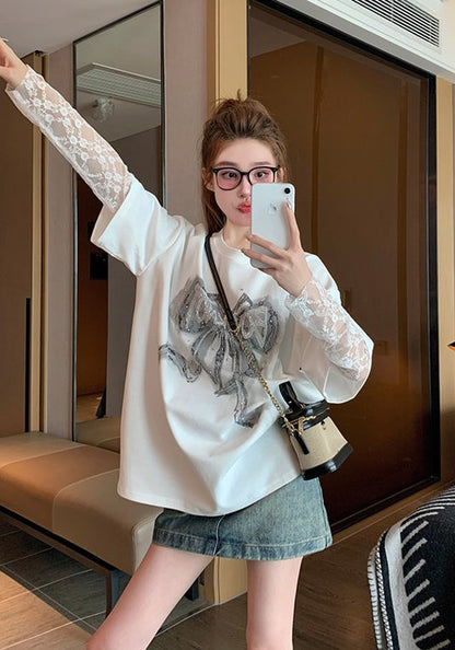 蕾絲拼接上衣
