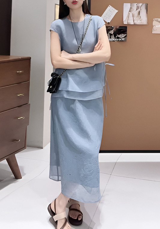 假兩件天絲套裝