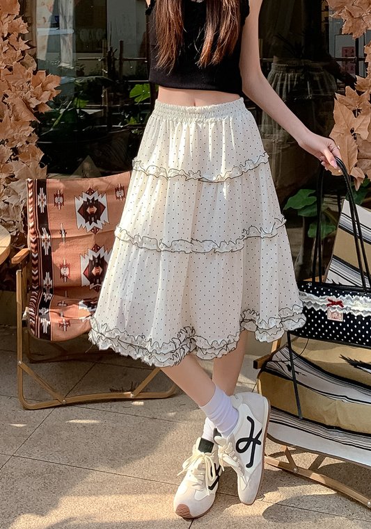 木耳邊波點半裙