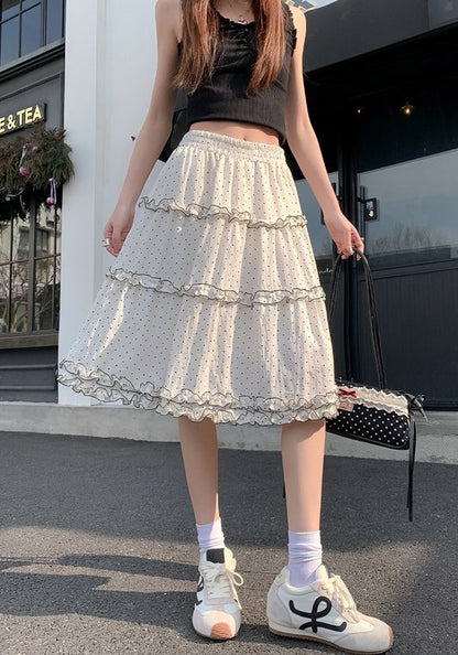 木耳邊波點半裙