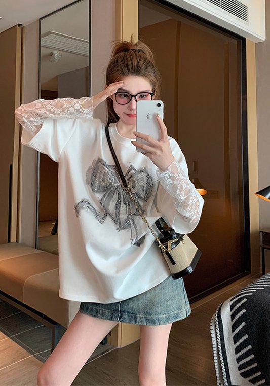 蕾絲拼接上衣