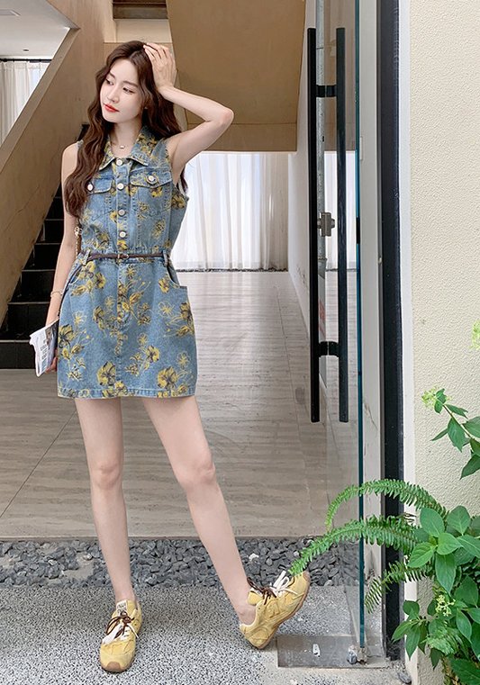 花案牛仔裙