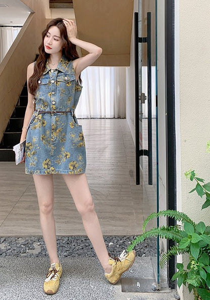 花案牛仔裙