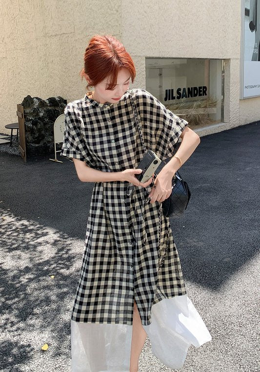 黑白格裙