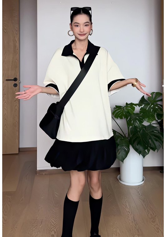 韓系黑白寬鬆裙