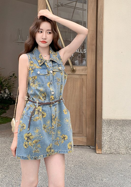 花案牛仔裙