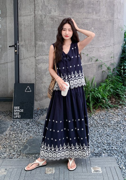 藍色刺繡套裝