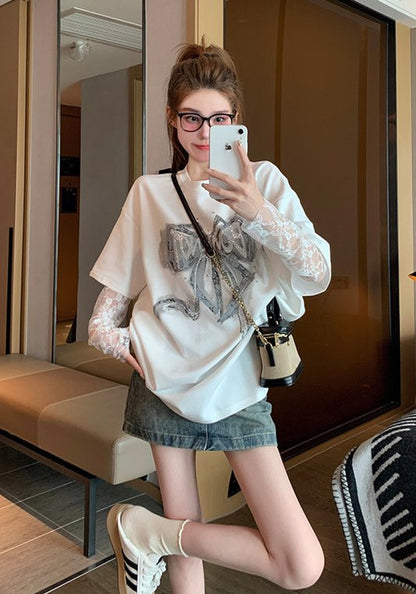 蕾絲拼接上衣