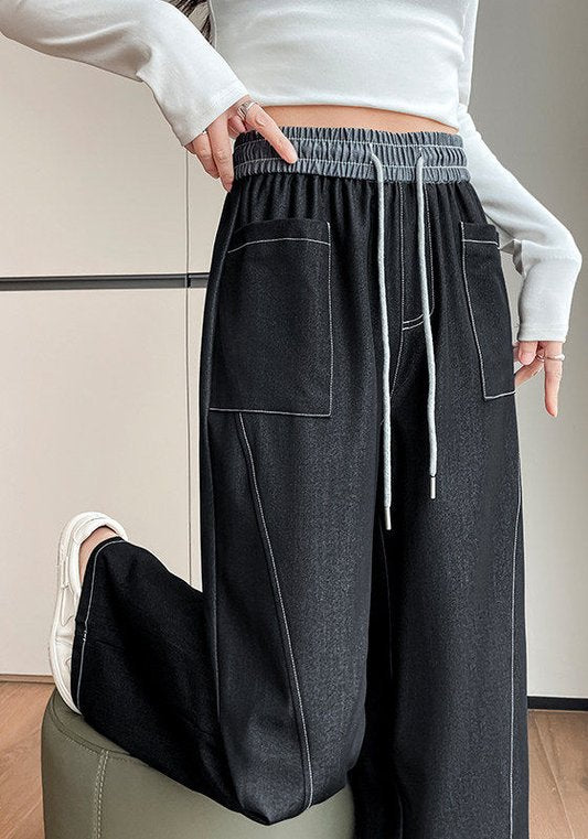 撞色冰絲牛仔褲