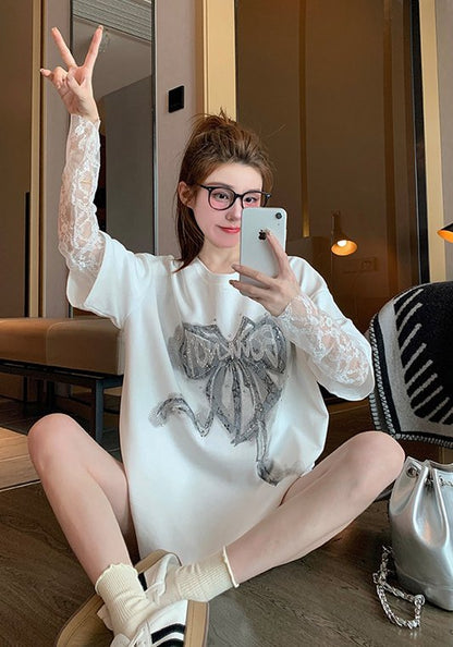 蕾絲拼接上衣